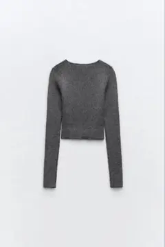 ZARA グレー クロップド長袖ニット