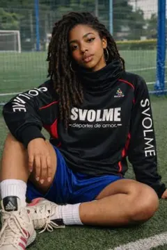 ⭐️SVOLMEスボルメ⭐️ハイネック長袖トレーニングウェア⭐️黒赤⭐️XS⭐️フットサル