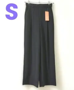 未使用 タグ付きブラック ワイドパンツウォームパンツ低身長Sサイズ