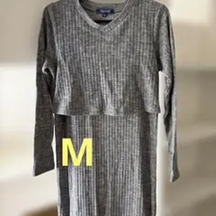 ロングニットワンピ　授乳服 ワンピース