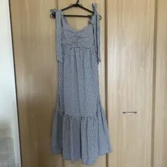 ギンガムチェック キャミワンピース フリル付き