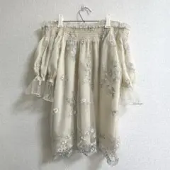 NICE CLAUP ナイスクラップ 花柄 刺繍 2way レース ブラウス