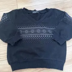 COMME CA ISM 黒 Vネックセーター 90サイズ