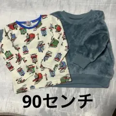 即日発送　トーマス柄長袖Tシャツとフリーススウェットセット90センチ