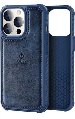 ✨ネイビー✨iPhone14ProMax レザーケース 米軍MIL規格 超耐衝撃