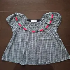 mezzopiano 半袖ブラウス ギンガムチェック さくらんぼ 130