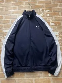 90s　プーマ　PUMA トラックジャケット　刺繍　ワンポイント　ネイビー