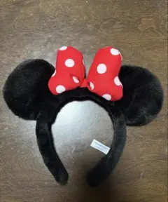 ミニーマウス カチューシャ 黒と赤のドット