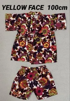 YELLOW FACE 花柄 甚平 100cm 浴衣 夏 半袖 半パン