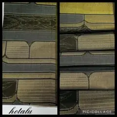 お買い得❇️アンティーク・着物 半幅 紬 生地 1枚（17.5×92㎝）絹 抹茶色