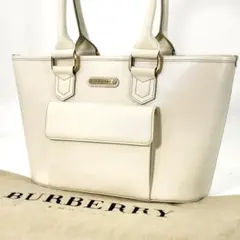 【美品】BURBERRY バーバリー　ロゴ　レザー　トートバッグ　ショルダーA4