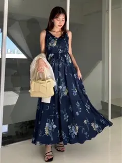 FRAY I.D ボタニカルプリントキャミソールワンピース　NVY