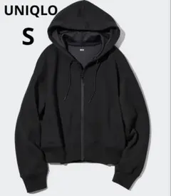ユニクロ ドライスウェットクロップドフルジップパーカ ブラック　Sサイズ