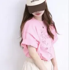 LE MELANGE カリフォルニアマップ プリント Tシャツ ピンクのサムネイル