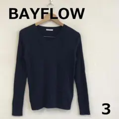 最終　A0217A03【BAYFLOW】ウール混Vネックリブニット