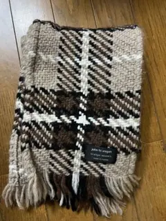 ジョンブラニガン チェック柄マフラー 茶色