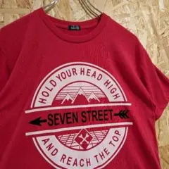 SEVEN STREET マウンテン サークルロゴTシャツ レッド L US古着