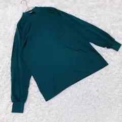 パーシーフェイス☆長袖　ハイネック　インナー　コットン　カットソー　青緑　L