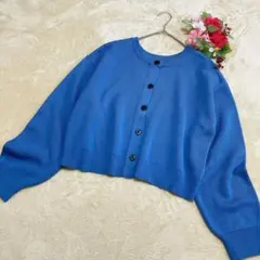 【GUジーユー】2way クロップド カーディガン 長袖 ロイヤルブルー M