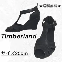 Timberland　Tストラップウェッジソールサンダル 25cmレザーブラックのサムネイル