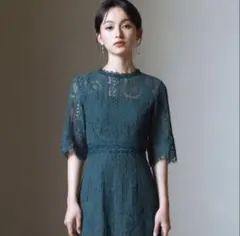 結婚式　パーティードレス　オケージョン　お呼ばれ　M レース　ワンピース