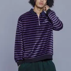 即完商品 LFYT ハーフジップ ベロア ボーダー スウェット