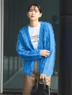 Ray BEAMS / ヘアリー シャギー Vネック カーディガン