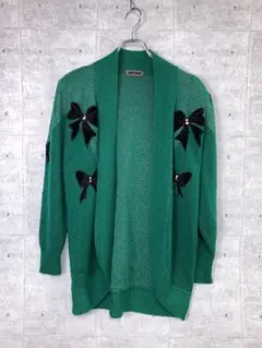 koibito misaki 레트로 古着 リボン刺繍 ラメ糸 ニットカーディガン