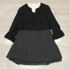 HusHusHフォーマルドレス ワンピース120cm 黒・白ドット