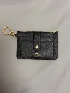 COACH ブラック カードケース キーチェーン付き