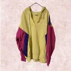 Champion ハーフジップ パーカー イエロー マルチカラー⑤