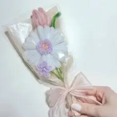 モールフラワー　ブーケ　ガーベラ　チューリップ　花束　枯れないお花　ピンク　薄紫