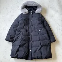 ポンポネットジュニア ロングダウンコート 160 アウター　紺　ネイビー