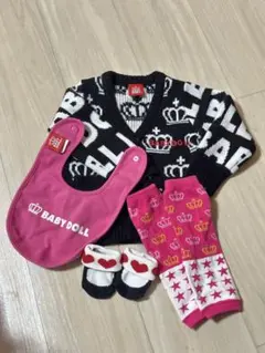 BABYDOLL カーディガン、スタイ、レッグウォーマー　靴下セット 80