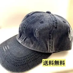 『人気』☆ダメージ加工 ダークグレー キャップ メンズ　古着