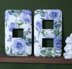 デコ パージュ　スイッチ カバー　セット　スイッチプレート　ブルーローズ　薔薇