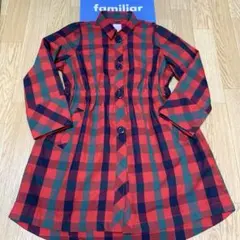 極美品　familiar チェック柄　長袖ワンピース コートにも　130