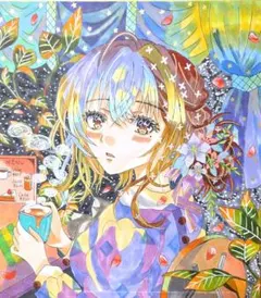 ア*ギ様 【中色紙】オリジナル手描きイラスト アナログイラスト猫耳