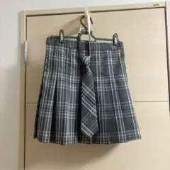 WEGO 制服 プリッツスカート グレー チェック ネクタイ
