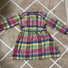 familiar カラフルチェック柄長袖ワンピース110