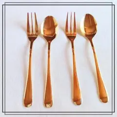 【日本製】燕三条 カトラリー ゴールド（スプーン＆フォーク）4点セット