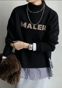 siro /シロMALER ハイネックプルオーバー BLACK