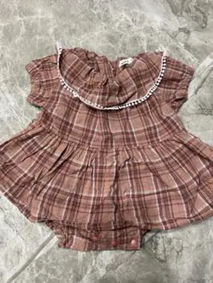 ペアマノン　チェック柄ロンパース