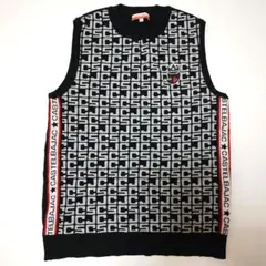 カステルバジャック　ニットベスト　刺繍　サイズ40 黒　総柄　ゴルフ