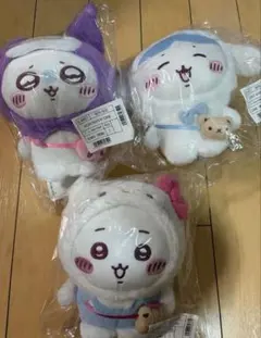 ちいかわ×サンリオキャラクターズ　コラボ　ぬいぐるみ　ハチワレ　モモンガ