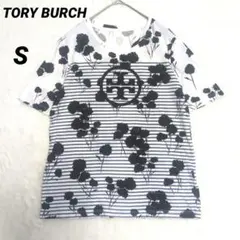 トリーバーチ ピマコットン100% ロゴプリント Tシャツ S 花柄 ボーダーのサムネイル