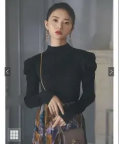新品　GRL　グレイル　パワショルハイネックリブニットトップス　rut377　黒