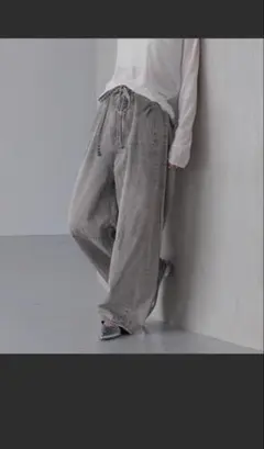 LOWRYSFARM グレーデニムワイドパンツ【送料無料】