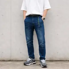 GERRY　クライミング　デニムパンツ　ストレッチ　ネイビー　無地　メンズ　M