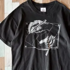 【USA製】90s M.C.Escher 描く手 アートプリントTシャツ L